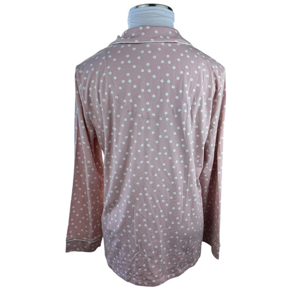 NWT Soma Embraceable Pj Top Perfume Sequin Pocket Pink White Circle Print XL - Picture 9 of 11